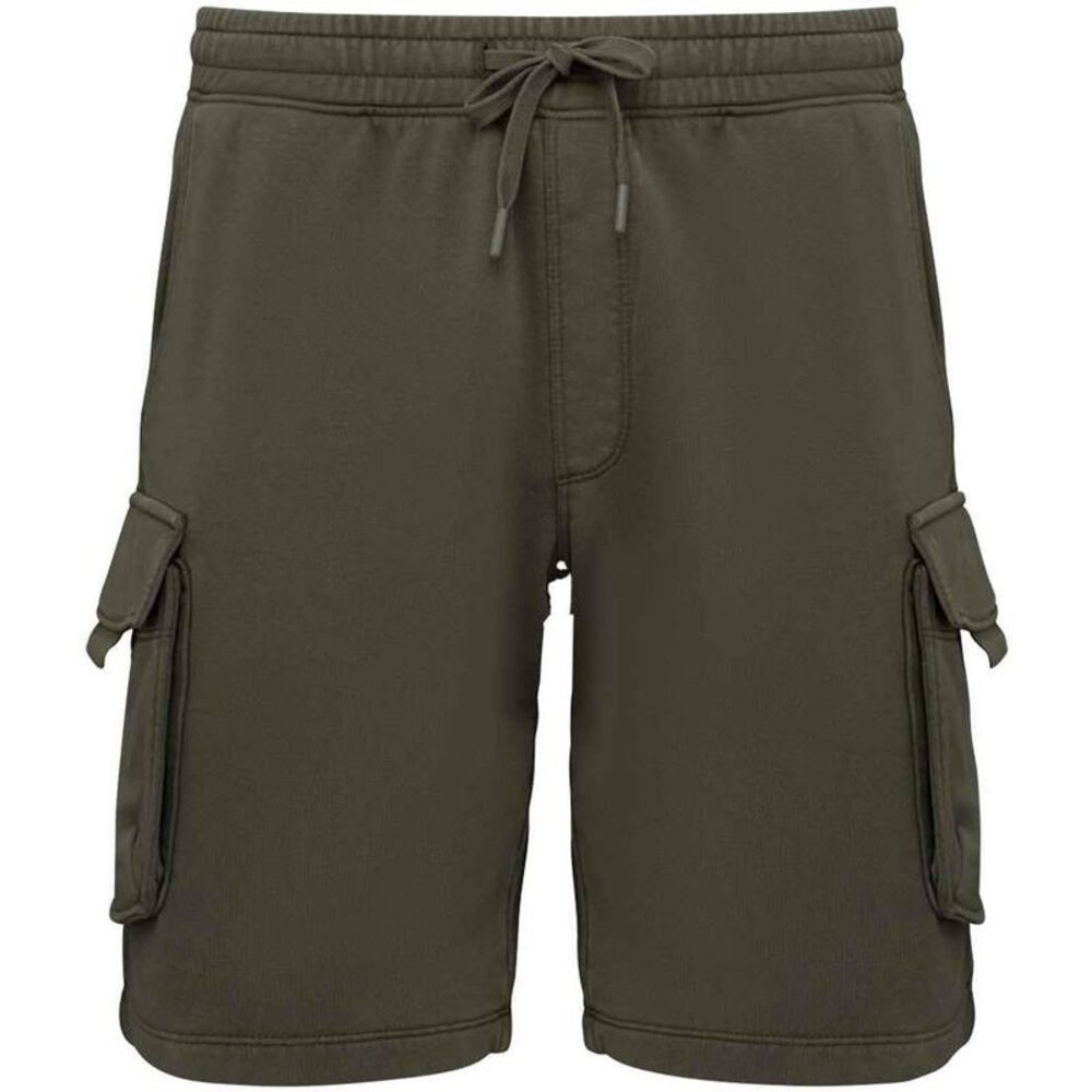 Native Spirit Mens French Terry Washed Cargo Shorts / Washed Organic Khaki